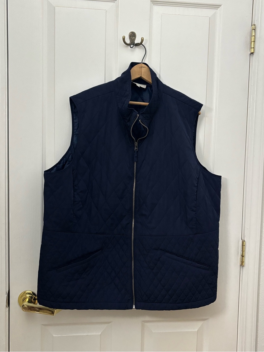 Talbots Woman Quilted Vest Women’s 3X Navy Blue Full Zip Plus Size Pockets